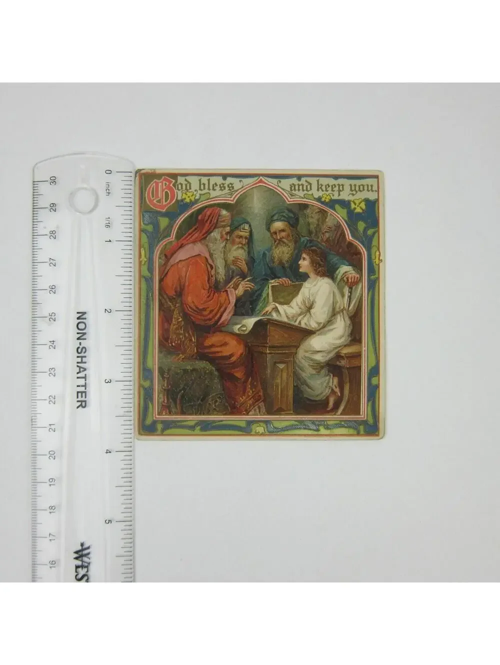 Victorian Greeting Card Religious God Bless Jesus Teach Old Men Embossed Antique